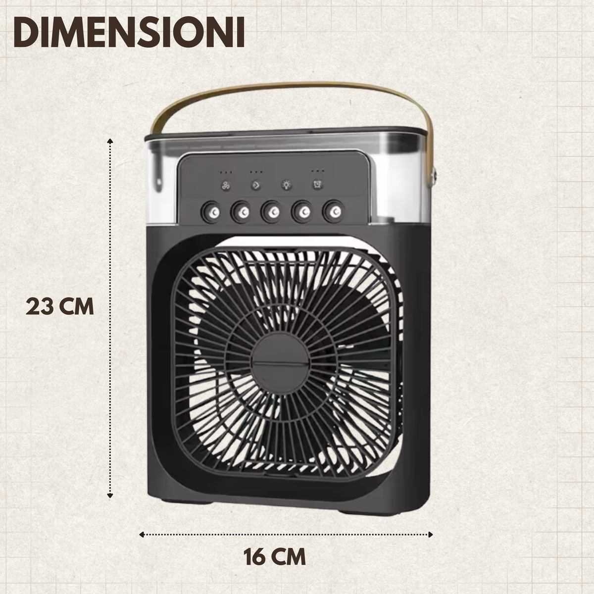 Dimensioni ventilatore con nebulizzatore da scrivania portatile