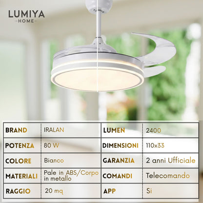 Specifiche tecniche del ventilatore Vortex con pale retrattili