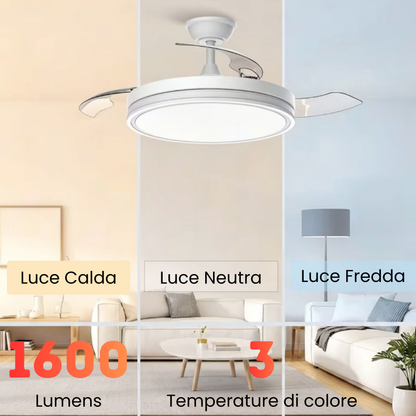Vortex – Ventilatore da Soffitto con Pale a Scomparsa e Luce Led