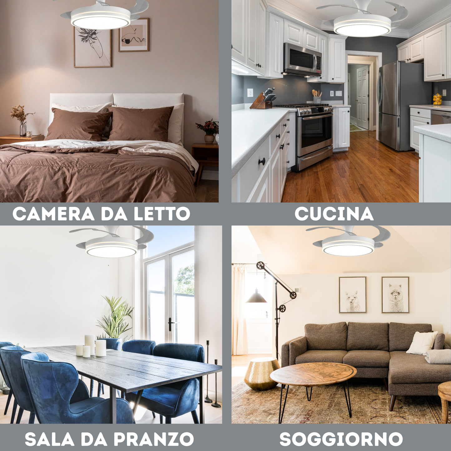 Vortex – Ventilatore da Soffitto con Pale a Scomparsa e Luce Led