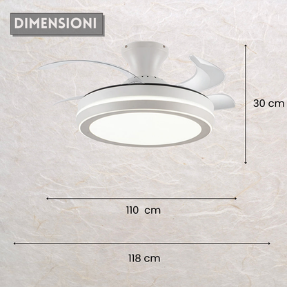 Vortex – Ventilatore da Soffitto con Pale a Scomparsa e Luce Led