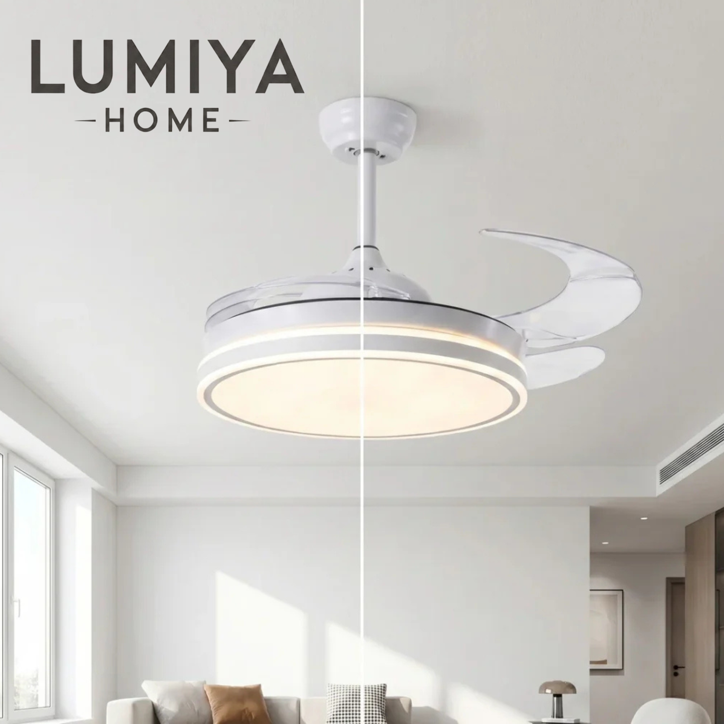Ventilatore a soffitto silenzioso conpale retrattili