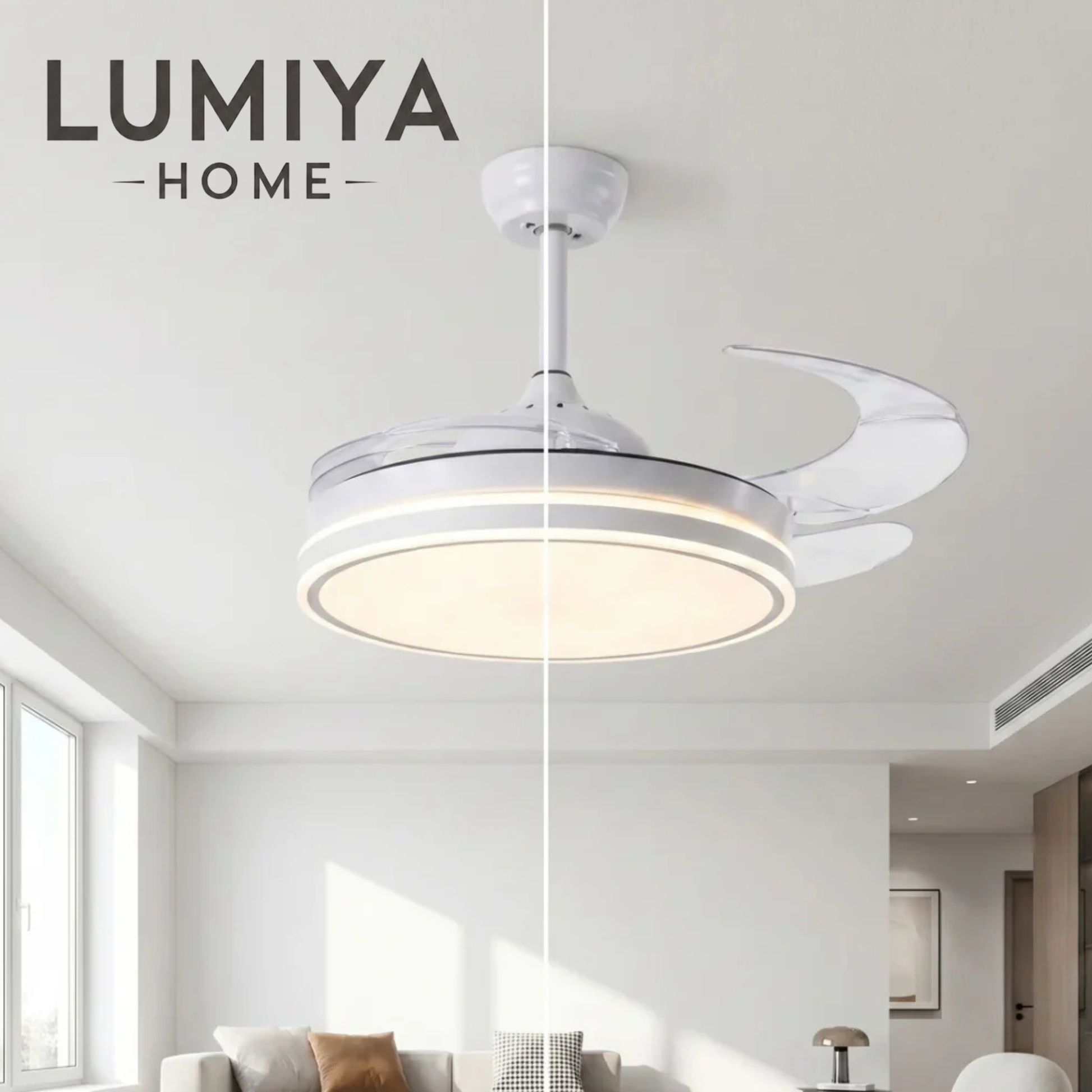 Ventilatore a soffitto silenzioso conpale retrattili