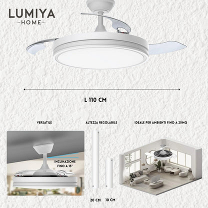 Dimensioni del ventilatore a soffitto con diametro e altezza indicati