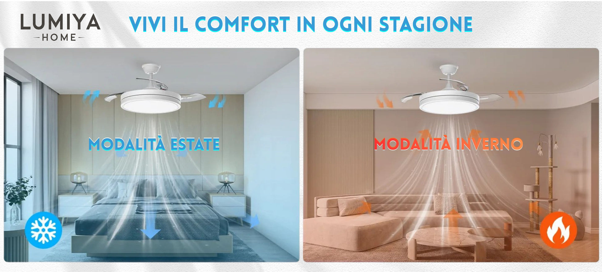 Ventilatore ortex modalità estate e inverno